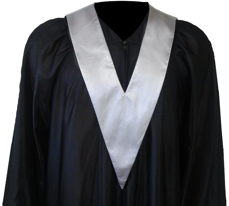 Graduation Gown + Student-Tie in colour silver